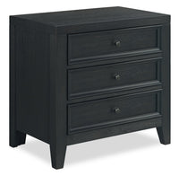  Table de nuit Casa de 27 po (l) x 26,5 po (H) en bois à 3 tiroirs avec port USB - noire