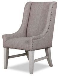 Chaise de salle à manger à oreilles Willow en tissu de polyester avec bordure de clous décoratifs - brune