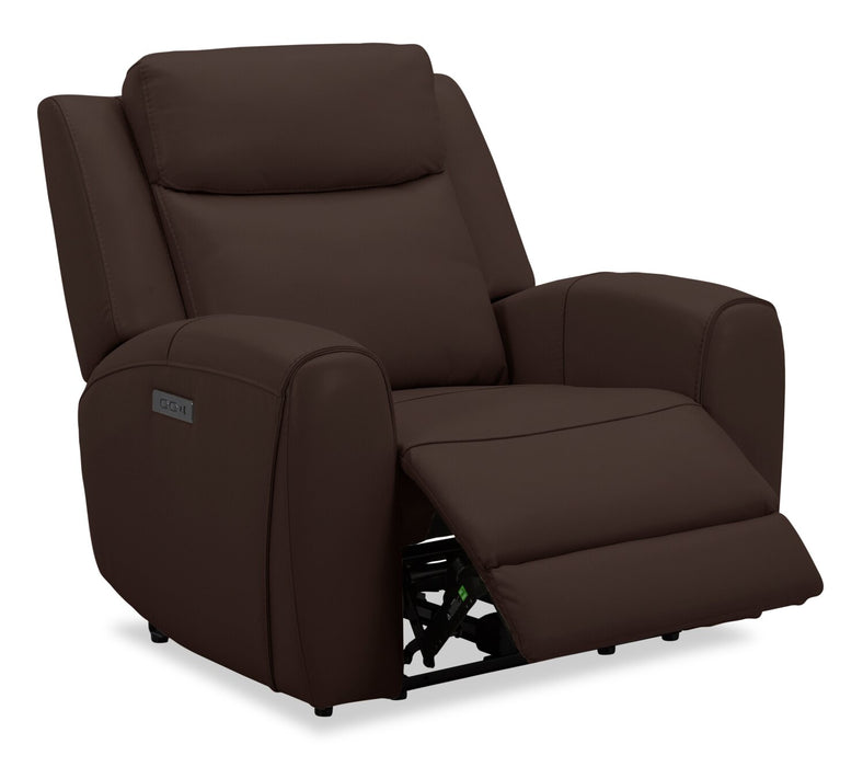Fauteuil à inclinaison électrique Reign de 41,25 po en cuir véritable de qualité supérieure avec port USB - brun chocolat Silverado