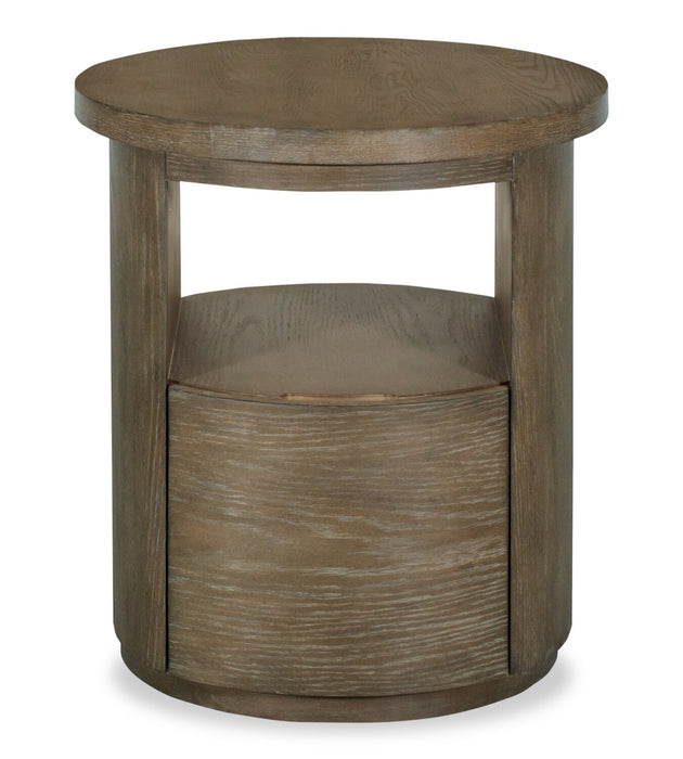 Table de bout moderne ronde Eldon de 22 po en bois massif avec rangement - marsouin