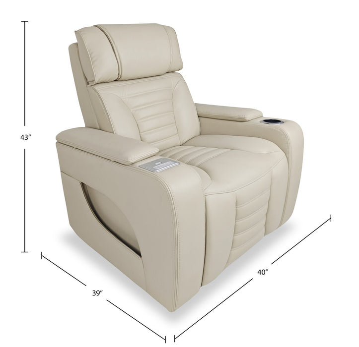 Fauteuil de massage à inclinaison électrique Zen de 40 po en tissu d’apparence cuir avec appuie-tête électrique et siège chauffant - abricot