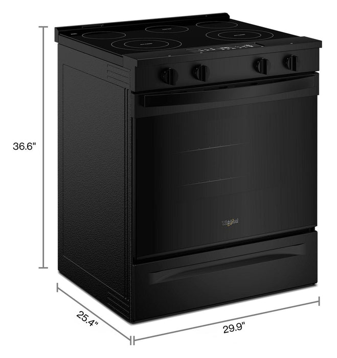 Cuisinière intelligente électrique Whirlpool de 5,3 pi3 et de 30 po avec mode sans préchauffage - noire - YWSES3330TB