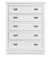 Commode verticale de chambre à coucher Quinn de 36,5 po (L) x 48,5 po (H) à 5 tiroirs - blanche
