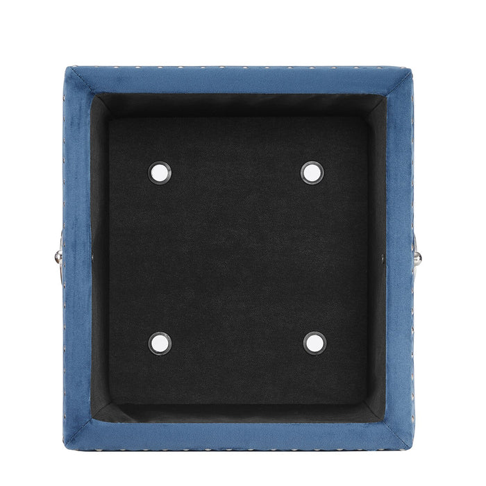 Pouf de rangement carré Yukon de 17 po en velours - bleu marine