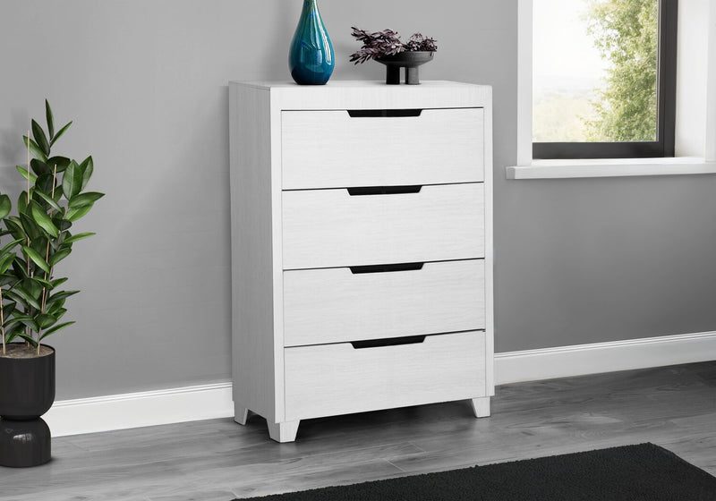 Commode verticale de chambre à coucher Elite de 32 po (L) x 46 po (H) à 4 tiroirs - blanche