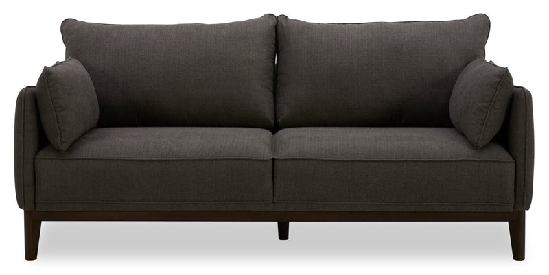 Sofa Gena de Cindy Crawford Home de 78,7 po de format condo en tissu d’apparence lin avec coussins de dossier amovibles - gris anthracite