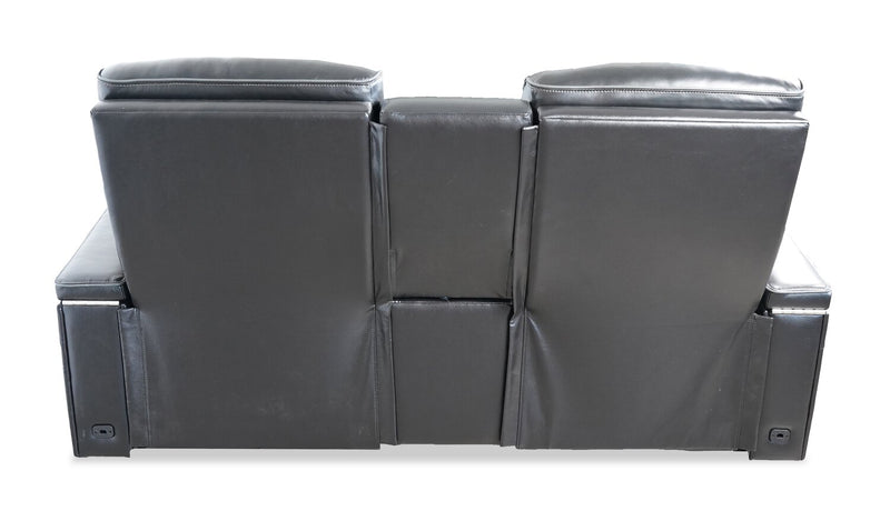 Causeuse de massage à inclinaison électrique Elite de 74 po en cuir véritable avec son immersif et appuie-têtes électriques - noire