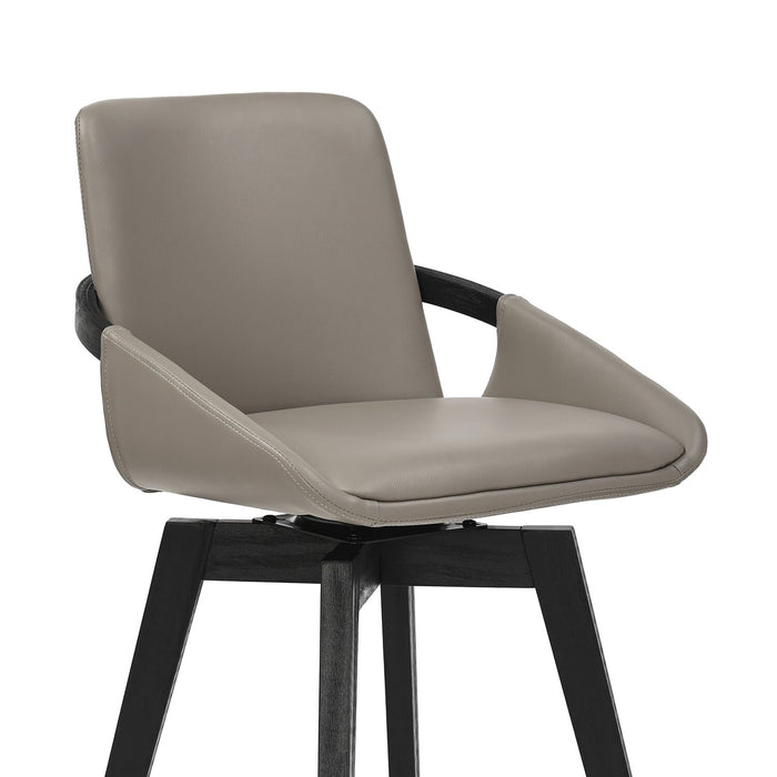 Tabouret Apex de hauteur comptoir en tissu de cuir végétalien et en métal avec siège pivotant - taupe