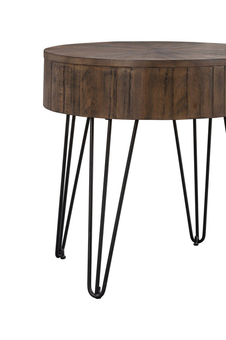 Table de bout ronde rustique Sol de Kort & Co. de 24 po en pin massif - brune