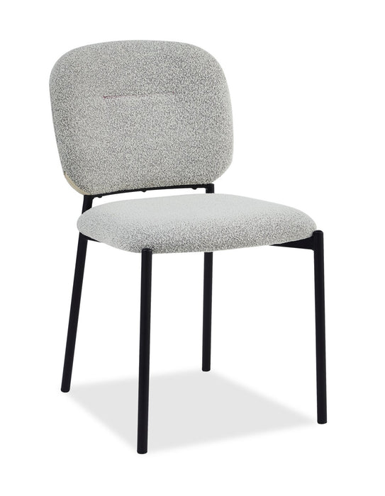 Ensemble de salle à manger Luka 5 pièces en métal avec table ronde de 43,5 po (L), dessus en pierre frittée et 4 chaises - gris et taupe