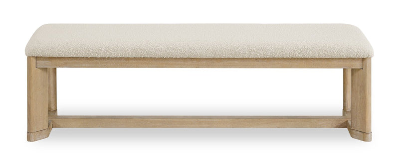 Ensemble de salle à manger Aspen 6 pièces avec table à rallonge, 80 po à 104 po, banc et 4 chaises en tissu - naturel