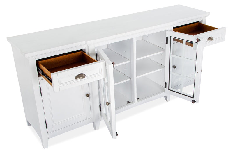 Meuble pour téléviseur traditionnel Wesley de 70 po avec rangement et système de gestion des câbles pour téléviseurs jusqu’à 75 po - blanc calcaire