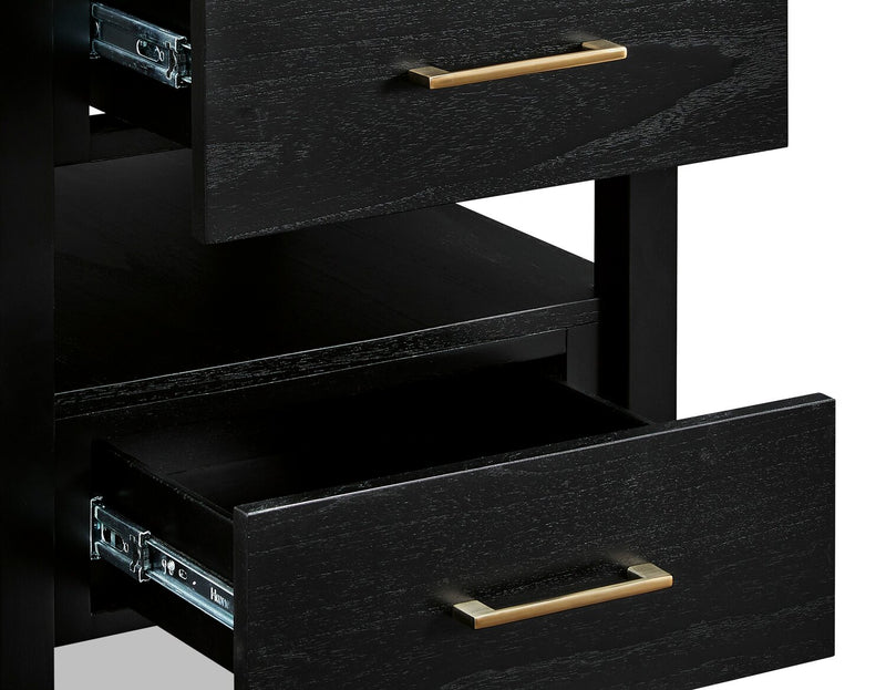Table de bout contemporaine Julian de 22 po avec rangement et ports USB - noire