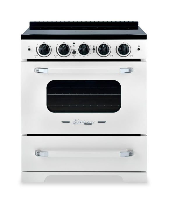 Cuisinière à induction Classic Rétro par Unique de 30 po et de 3,9 pi3 - blanc guimauve - UNQ-30CR IC W 