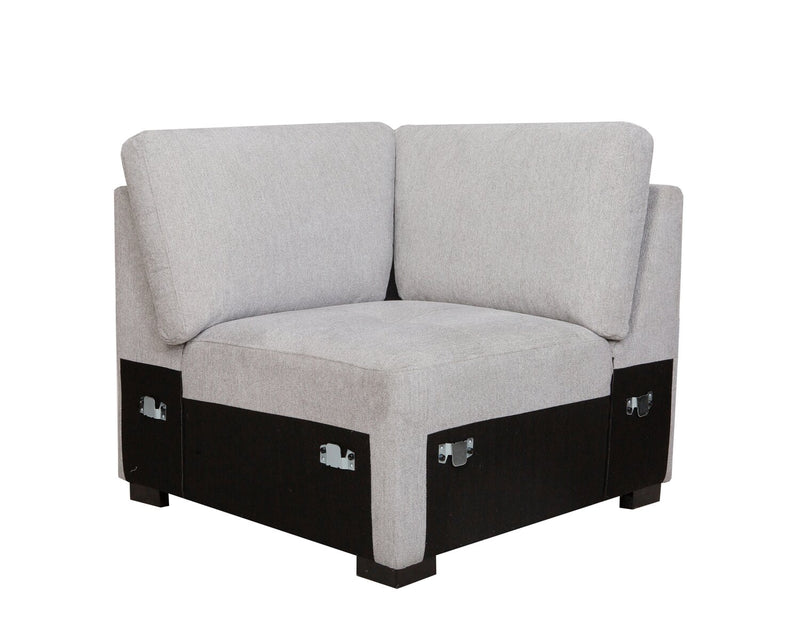 Sofa sectionnel Vault 6 pièces avec causeuse-lit et 3 fauteuils longs de rangement - gris