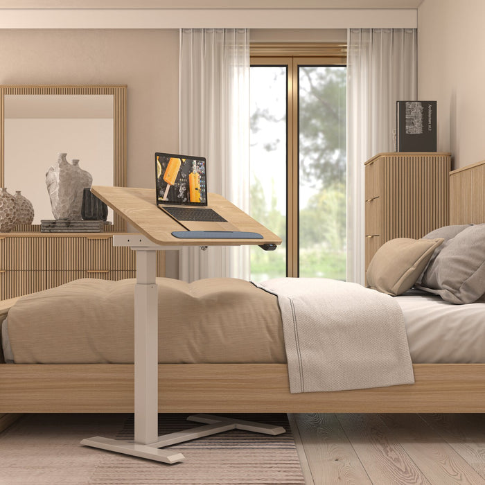 Bureau portatif Aaron de 26,77 po à hauteur réglable avec dessus relevable – chêne