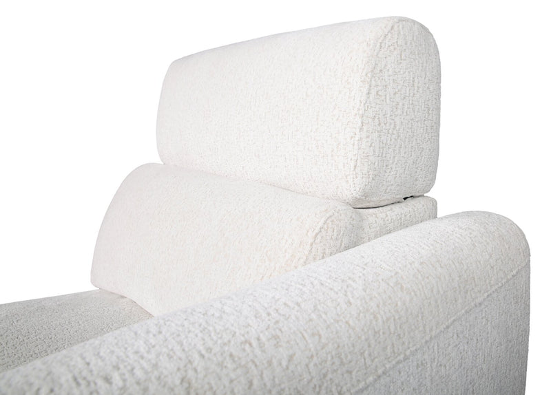 Sofa sectionnel modulaire à inclinaison électrique Sable 6 pièces en chenille avec appuie-têtes électriques et port USB - blanc albâtre