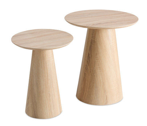  2 tables d’appoint rondes Sloane - blanc vieilli