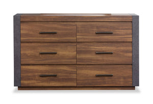 Commode Dante de Scott Living de 60 po (L) x 36 po (H) à 6 tiroirs pour la chambre à coucher - brune