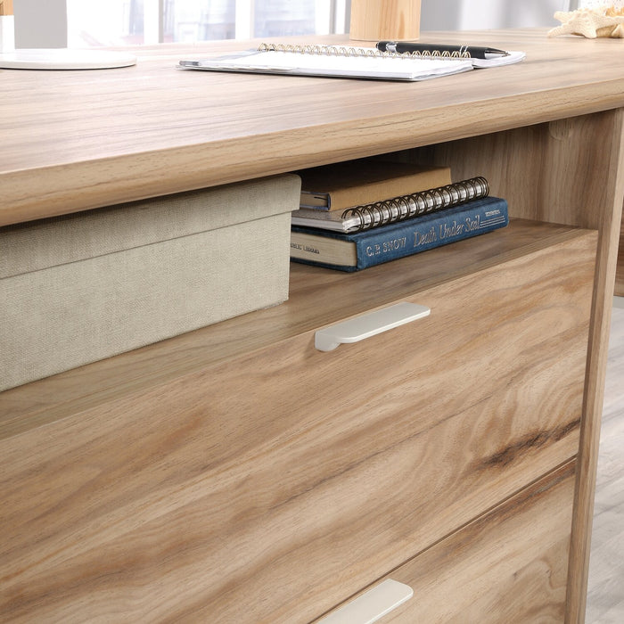 Bureau en forme de L Harrison de 65.35 po à 2 tiroirs - acacia séché au séchoir 