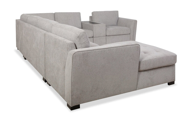 Sofa sectionnel de gauche Vault 6 pièces avec causeuse-lit, 3 fauteuils de rangement et fauteuil long de rangement - gris