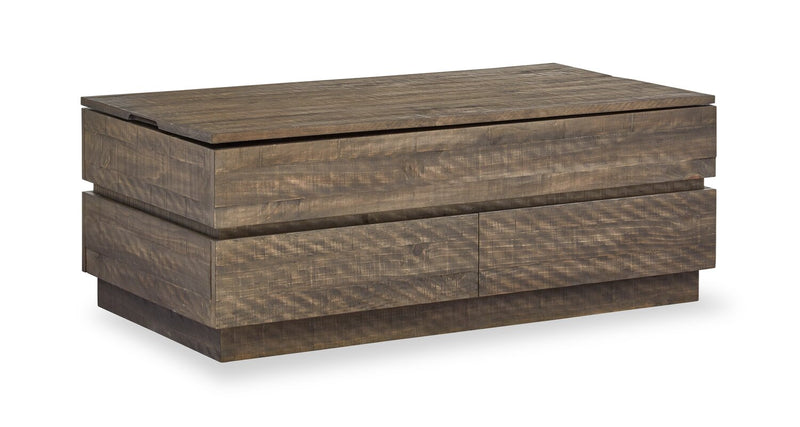 Table à café rustique Elm de 48 po en pin avec dessus relevable - brune