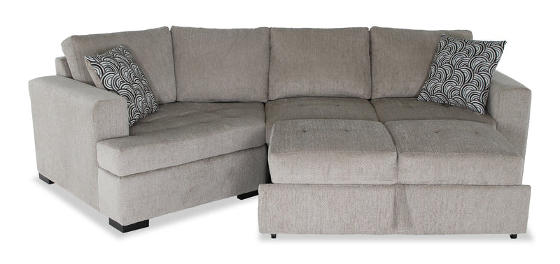 Sofa-lit sectionnel enveloppant de gauche Legend 2 pièces fabriqué au Canada en tissu de chenille - beige platine