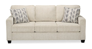 Sofa Lennox de 83 po fabriqué au Canada en tissu de chenille avec coussins réversibles et coussins décoratifs - taupe