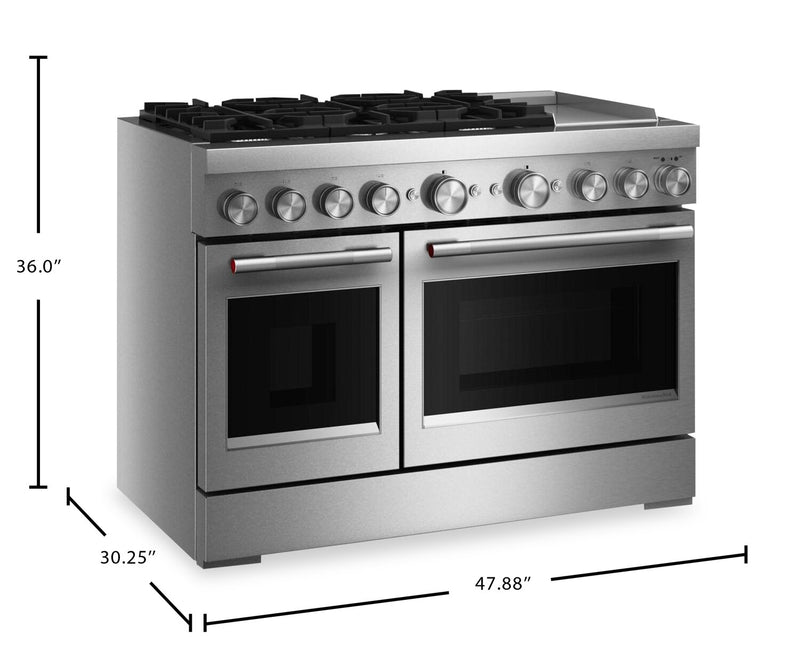 Cuisinière hybride KitchenAid de 6,3 pi³ à 6 brûleurs avec plaque chauffante - acier inoxydable - KFDD948SSS