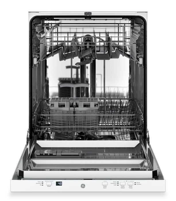 Lave-vaisselle encastré GE de 24 po avec broyeur d’aliments solides PiranhaMC - blanc - GDT225SGLWW\t