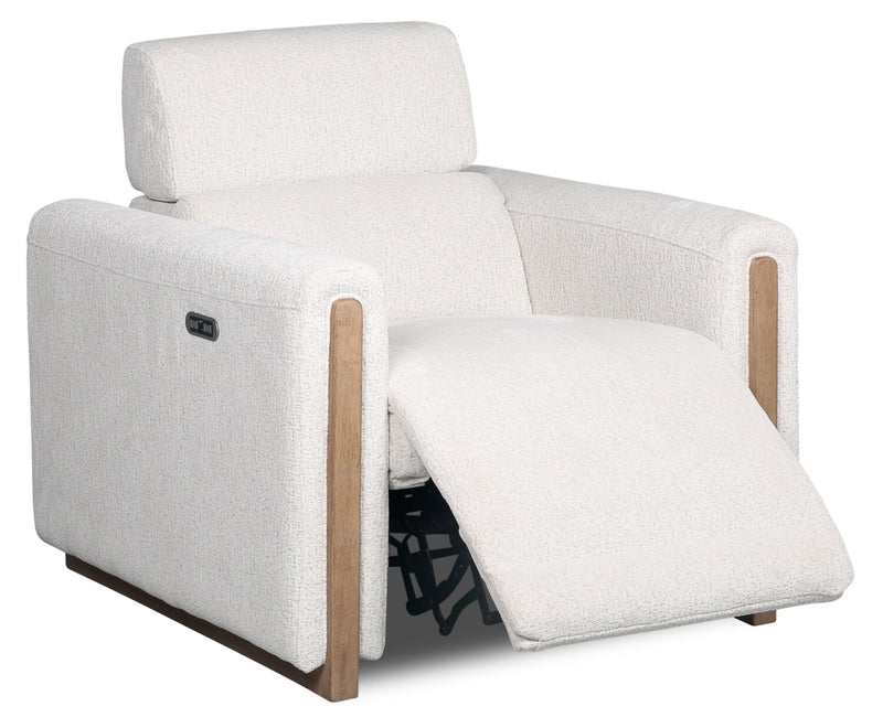 Fauteuil à inclinaison électrique Sable de 38 po en tissu de chenille avec appuie-tête électrique et port USB - blanc albâtre