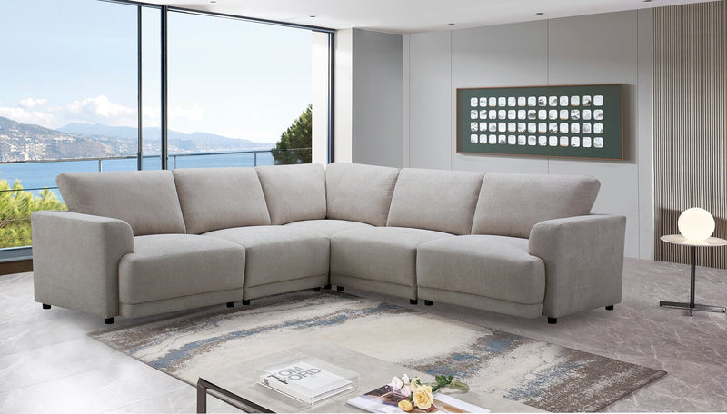Sofa sectionnel modulaire Voyage 5 pièces en tissu avec coussins de dossier amovibles - beige 