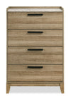 Commode verticale de chambre à coucher Sable de 31 po (L) x 47 po (H) à 4 tiroirs - brun clair