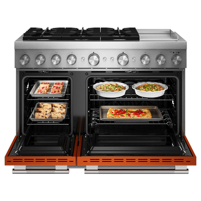Cuisinière hybride KitchenAid de 6,3 pi³ à 6 brûleurs avec plaque chauffante - orange brûlée - KFDD948SSC 
