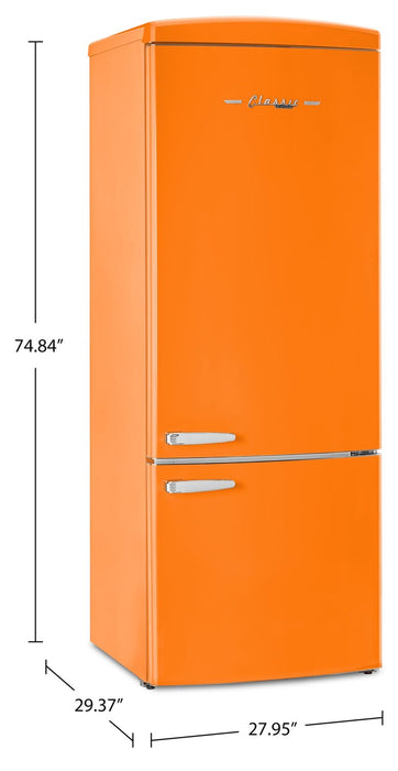 Réfrigérateur Classic Rétro d’Unique de 28 po et de 17 pi3 à congélateur inférieur - orange - UNQ-455L O AC