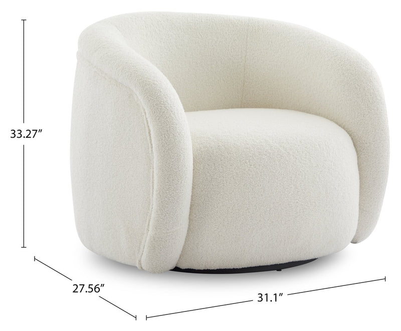 Fauteuil d’appoint courbé Solo de 31,1 po en tissu sherpa - crème glacée