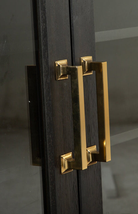 Meuble pour téléviseur moderne Cresset de 84 po en bois massif avec rangement et système de gestion des câbles pour téléviseurs jusqu’à 90 po - grain de café