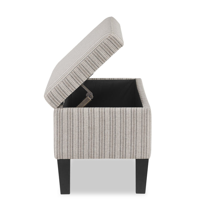 Pouf de rangement Calgary de 32 po en tissu - rayé gris