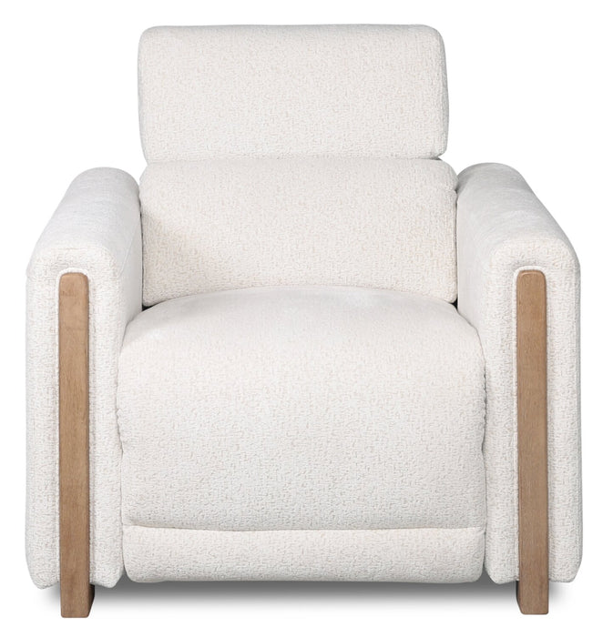 Fauteuil à inclinaison électrique Sable de 38 po en tissu de chenille avec appuie-tête électrique et port USB - blanc albâtre