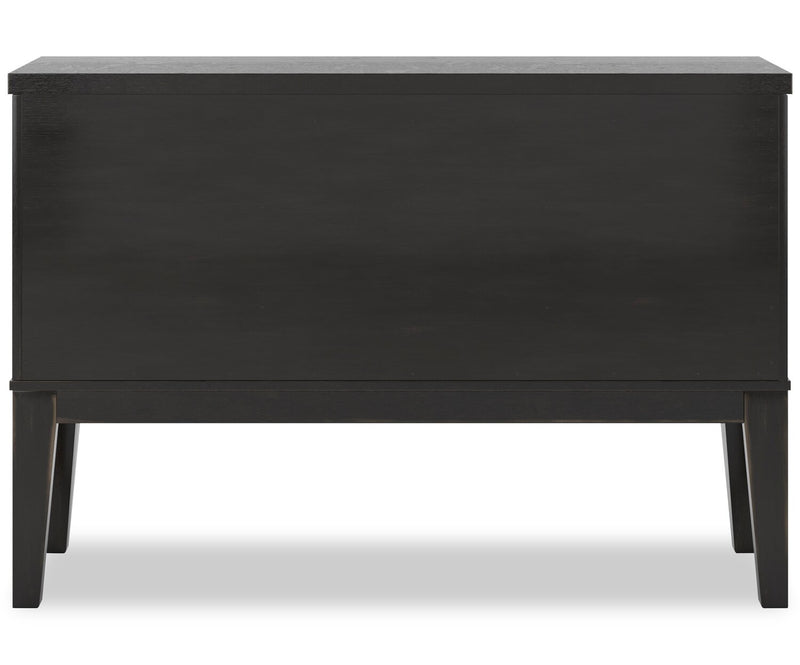 Desserte de salle à manger Shaw de 56 po (L) avec rangement, support à vin intégré et détails à apparence de canne - noire