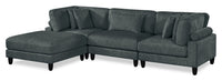  Sofa sectionnel modulaire Lounge 4 pièces en chenille avec pouf - gris