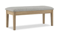 Banc de salle à manger Cove de 46 po (L) avec siège rembourré en tissu et rangement à dessus relevable - naturel et gris