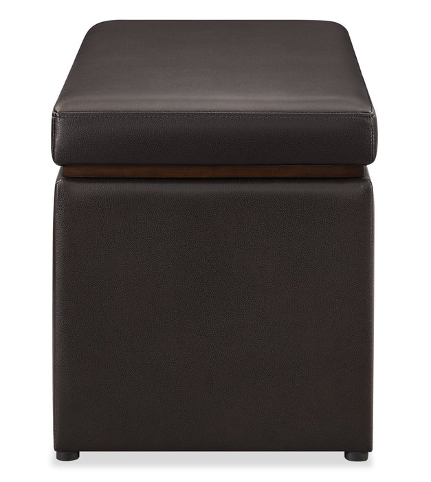 Pouf de rangement Edmonton de 32 po en similicuir - espresso