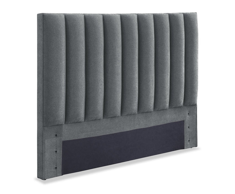 Tête de lit rembourrée Amos en tissu anthracite en canaux - format lit double