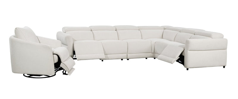 Sofa sectionnel à inclinaison électrique Aspen de Cindy Crawford Home 4 pièces avec fauteuil sans inclinable - albâtre