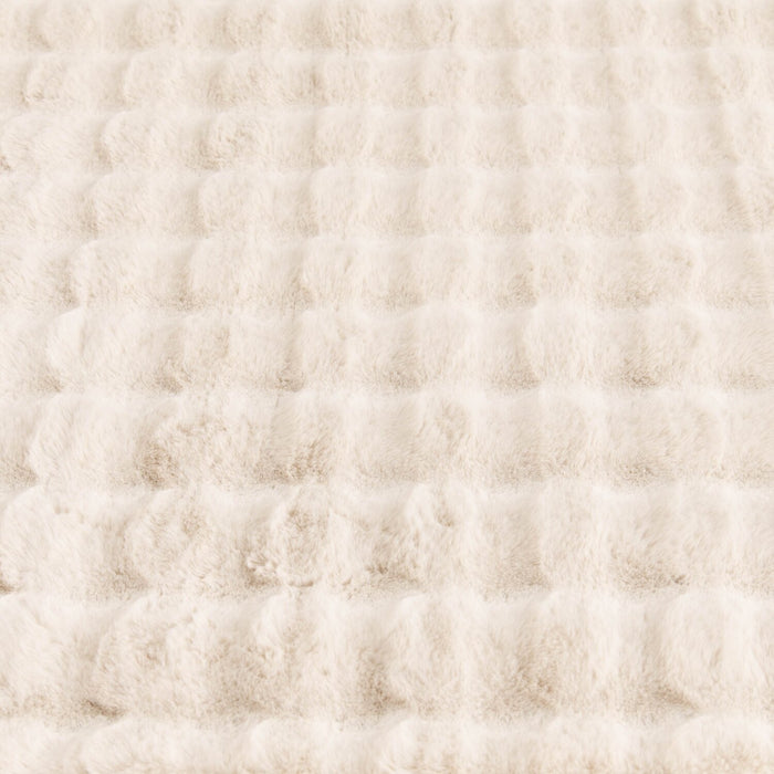 Carpette Dream Step à bulles en fausse fourrure ivoire avec mousse à mémoire de forme - 7 pi x 10 pi