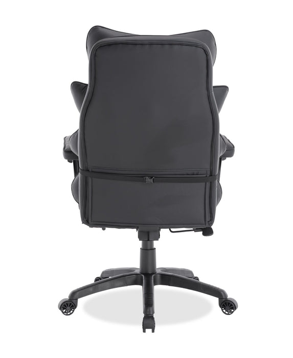 Chaise de bureau réglable Tommy de 28.7 po en similicuir avec repose-pieds et accoudoirs réglables - noire 
