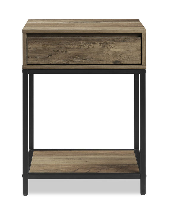 Table de nuit Akio de 18 po (l) x 25,75 po (H) à 1 tiroir avec dessus relevable et rangement - brune et noire