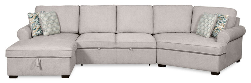 Sofa-lit sectionnel enveloppant de droite Haven de Scott Living 3 pièces en tissu de chenille avec rangement - gris