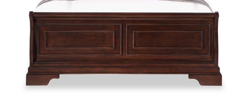 Lit à panneaux Marco avec tête de lit et cadre de lit, brun cerisier - format grand lit